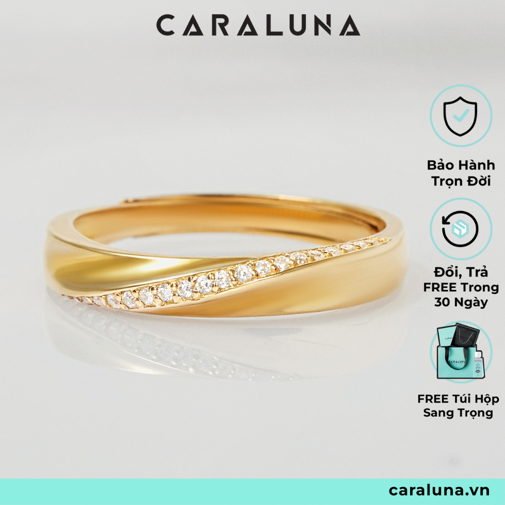 Nhẫn Đính Đá Chéo Tình Yêu, Nhẫn Bạc Ý 925, Nhẫn Freesize Cho Nữ CARA LUNA - Symbols Of Love - VYR03