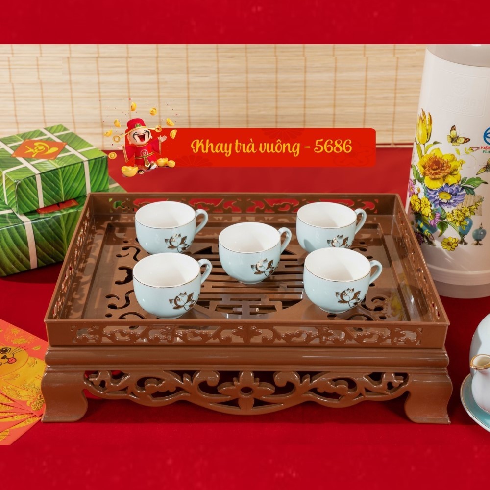 Khay Trà Giả Gỗ Cao Cấp Sang Trọng Lịch Thiệp Chính Hãng VIỆT NHẬT (Mã 5686)
