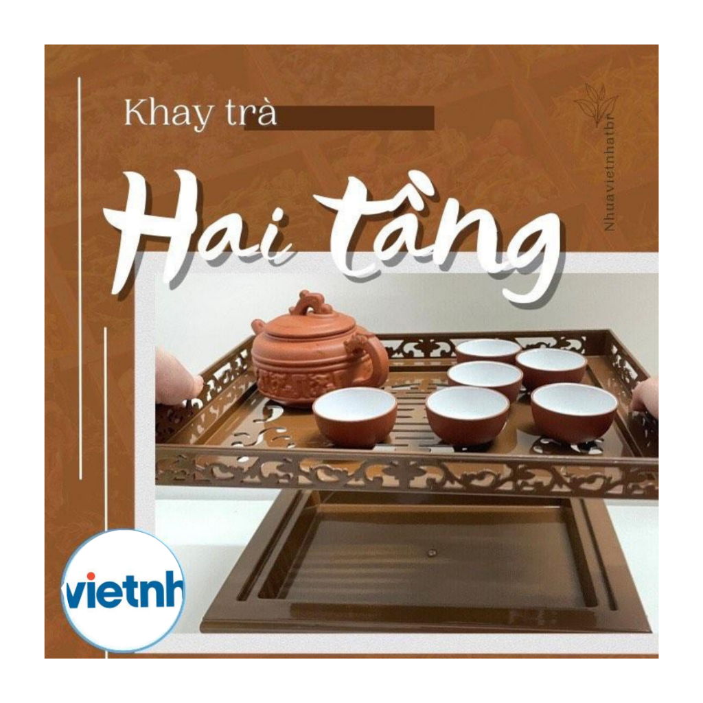 Khay trà giả gỗ họa tiết bắt mắt trang trí bàn trà đón khách Chính Hãng VIỆT NHẬT (Mã 5686)