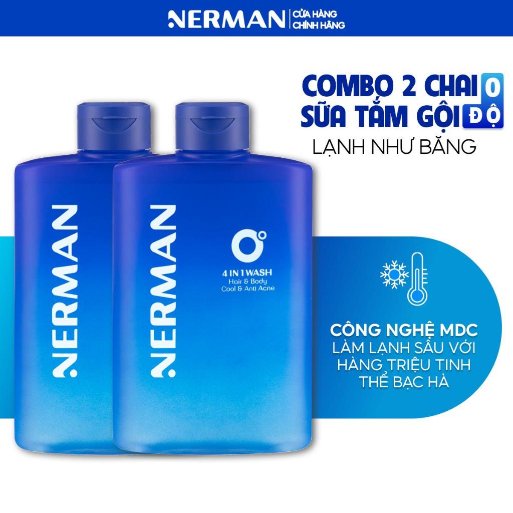 Ảnh Sữa tắm gội MÁT LẠNH TOÀN THÂN hương nước hoa cao cấp NERMAN 0 Độ 4in1 330ml Dưỡng Body Dưỡng thể 4