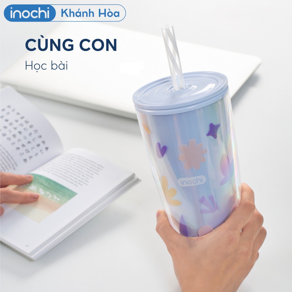 Cốc nhựa Chiba Classic INOCHI, cốc nhựa kèm ống hút dung tích 750ml nhựa nguyên sinh an toàn