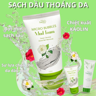 Sữa rửa mặt cho da dầu mụn bùn khoáng RIORI HANA MICRO BUBLES MUD FOAM 120g - Giúp sạch sâu lớp bụi bẩn trên bề mặt da