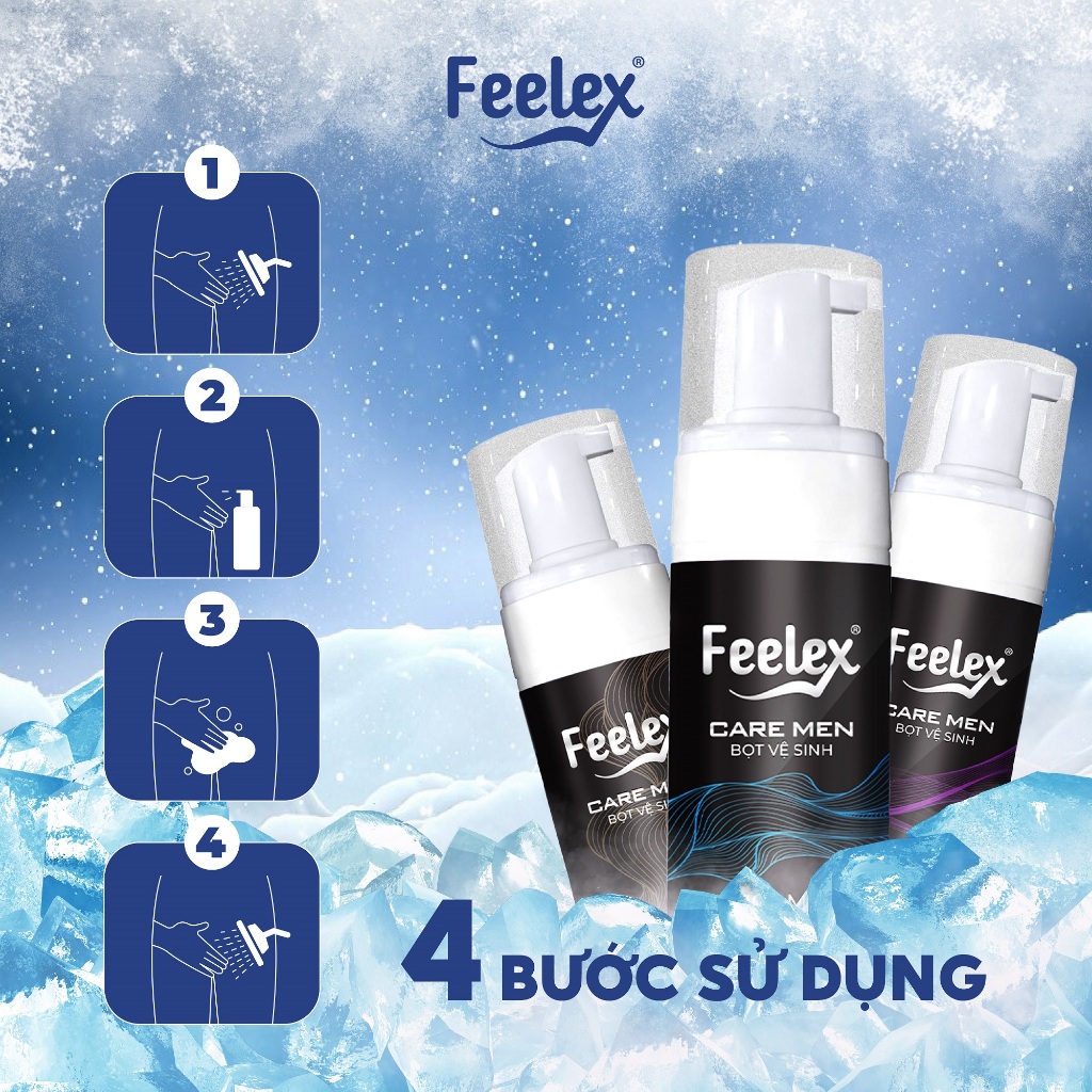 Bọt vệ sinh nam Feelex Cool dạng bọt, hương thơm nam tính, mạnh mẽ, mát lạnh - 100ml