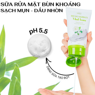 Sữa rửa mặt cho da dầu mụn bùn khoáng RIORI HANA MICRO BUBLES MUD FOAM 120g - Giúp sạch sâu lớp bụi bẩn trên bề mặt da