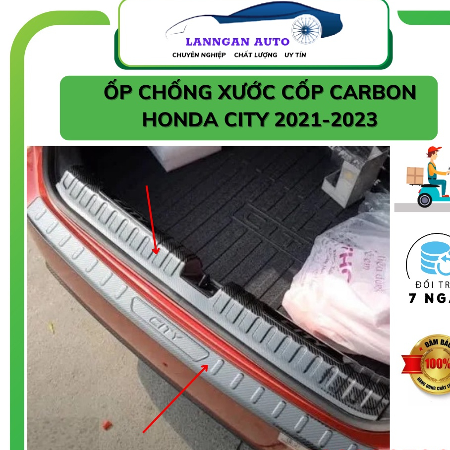 Ốp trầy cốp trong ngoài Honda City 2020 - 2023, Chất liệu hợp kim carbon cao cấp