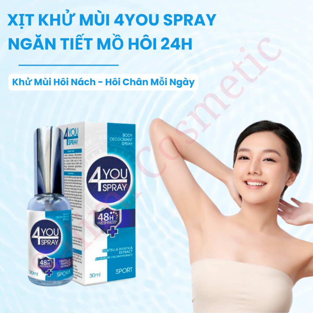 Xịt Khử Mùi Toàn Thân 4YOU SPRAY 30ml Giúp Ngăn Tiết Mồ Hôi, Khử Mùi Hôi Nách Không Gây Ố Vàng Áo