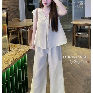 Set bộ tuyết nhung áo cổ chữ V sát tay quần dài ống rộng màu trơn thời trang mặc được hằng ngày hoặc đi dạo