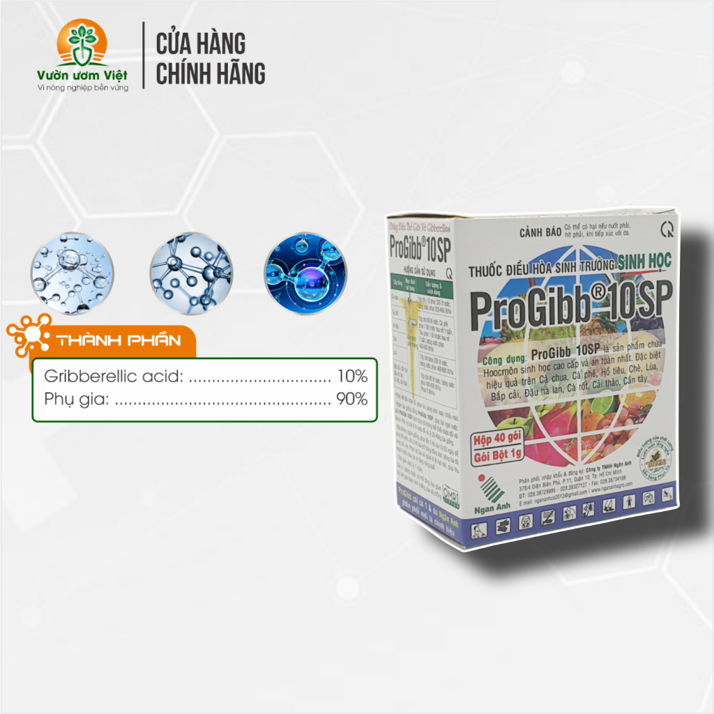 [Hộp 40 gói] Kích thích sinh trưởng cây trồng Progibb 10SP ngâm hạt, kích nảy mầm, vọt đọt, ra rễ