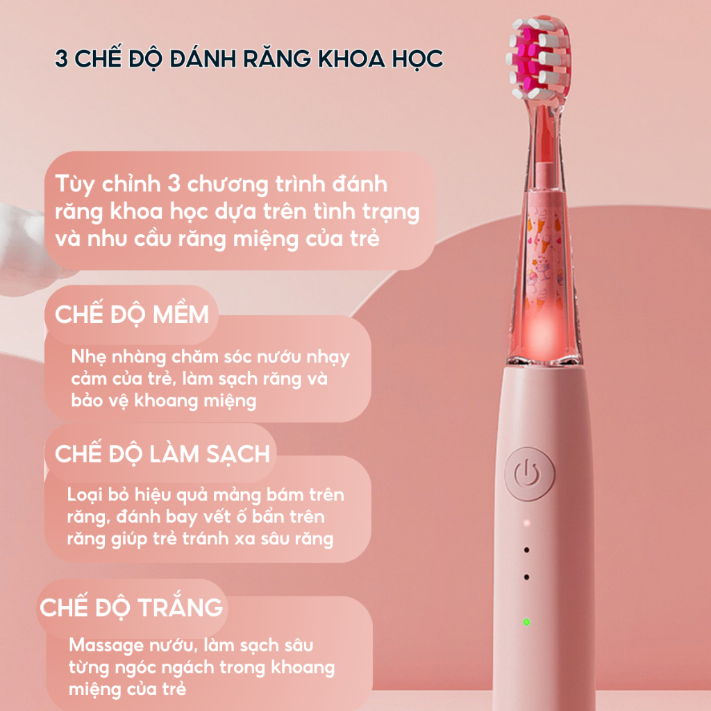 Bàn Chải Điện Cho Bé treVi Kids K01 Lông Bàn Chải Mềm Mại Bàn Chải Đánh Răng Trẻ Em Thông Minh An Toàn Cho Răng Nhạy Cảm