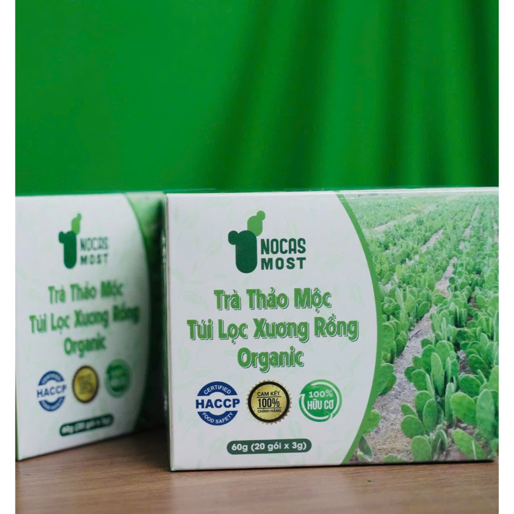 Trà thảo mộc túi lọc xương rồng organic Nocas Most giảm mỡ, đẹp da 60g (20 gói * 3g)