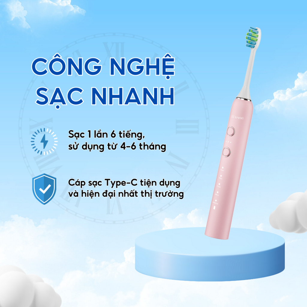 [SIÊU SALE] Bàn Chải Điện treVi Công Nghệ Sóng Âm 15 Chế Độ Chải Thông Minh Chống Nước Phù Hợp Mọi Loại Răng
