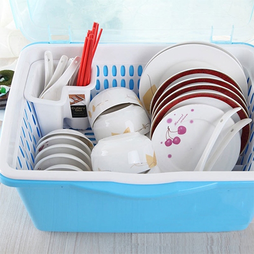 Kệ úp bát ráo nước có nắp đậy và ống cắm đũa dung tích lớn Chính Hãng VIỆT NHẬT (Mã 5568)