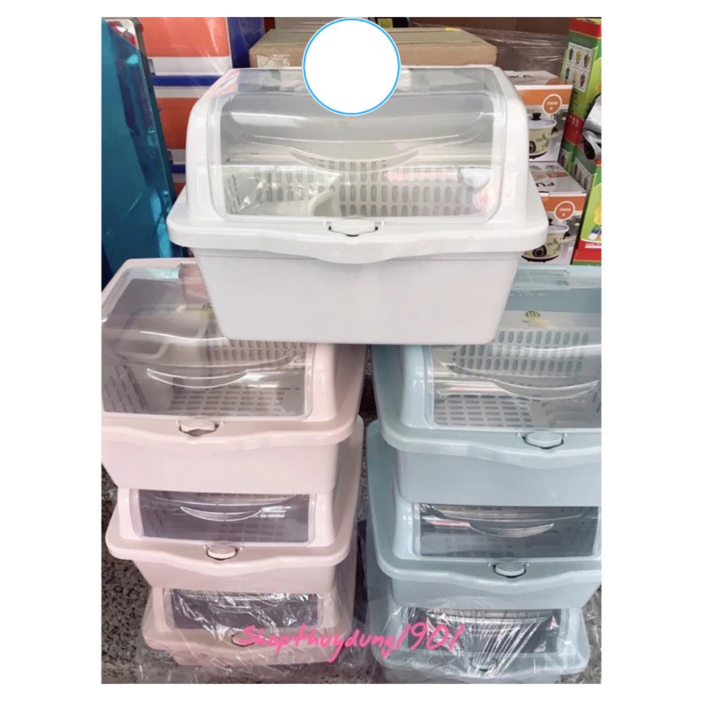 Kệ úp bát ráo nước có nắp đậy và ống cắm đũa dung tích lớn Chính Hãng VIỆT NHẬT (Mã 5568)