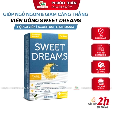 Viên uống ngủ ngon, hỗ trợ giấc ngủ, dễ ngủ giảm căng thẳng Aconitum Sweet Dreams hộp 30 viên