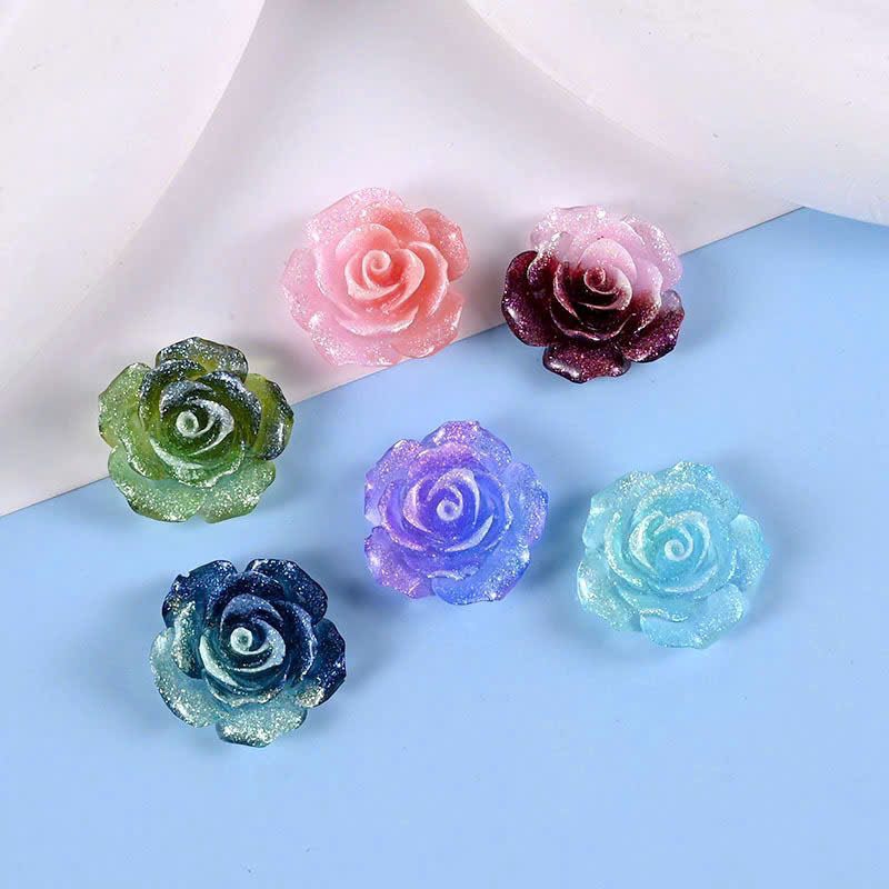 CHARM HOA HỒNG 3D MIX 2 MÀU LẤP LÁNH KIM TUYẾN