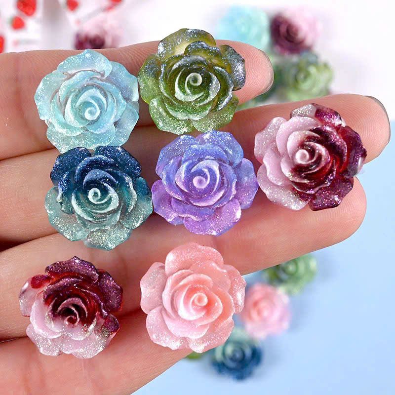 CHARM HOA HỒNG 3D MIX 2 MÀU LẤP LÁNH KIM TUYẾN