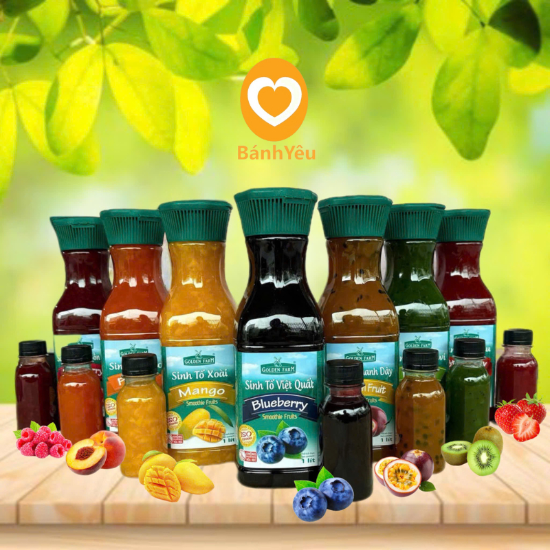 Sinh tố Golden Farm chia lẻ ( chai hoặc túi 100g Ngẫu Nhiên ) Mứt trái cây làm Panna Cotta, sữa chua túi 100g