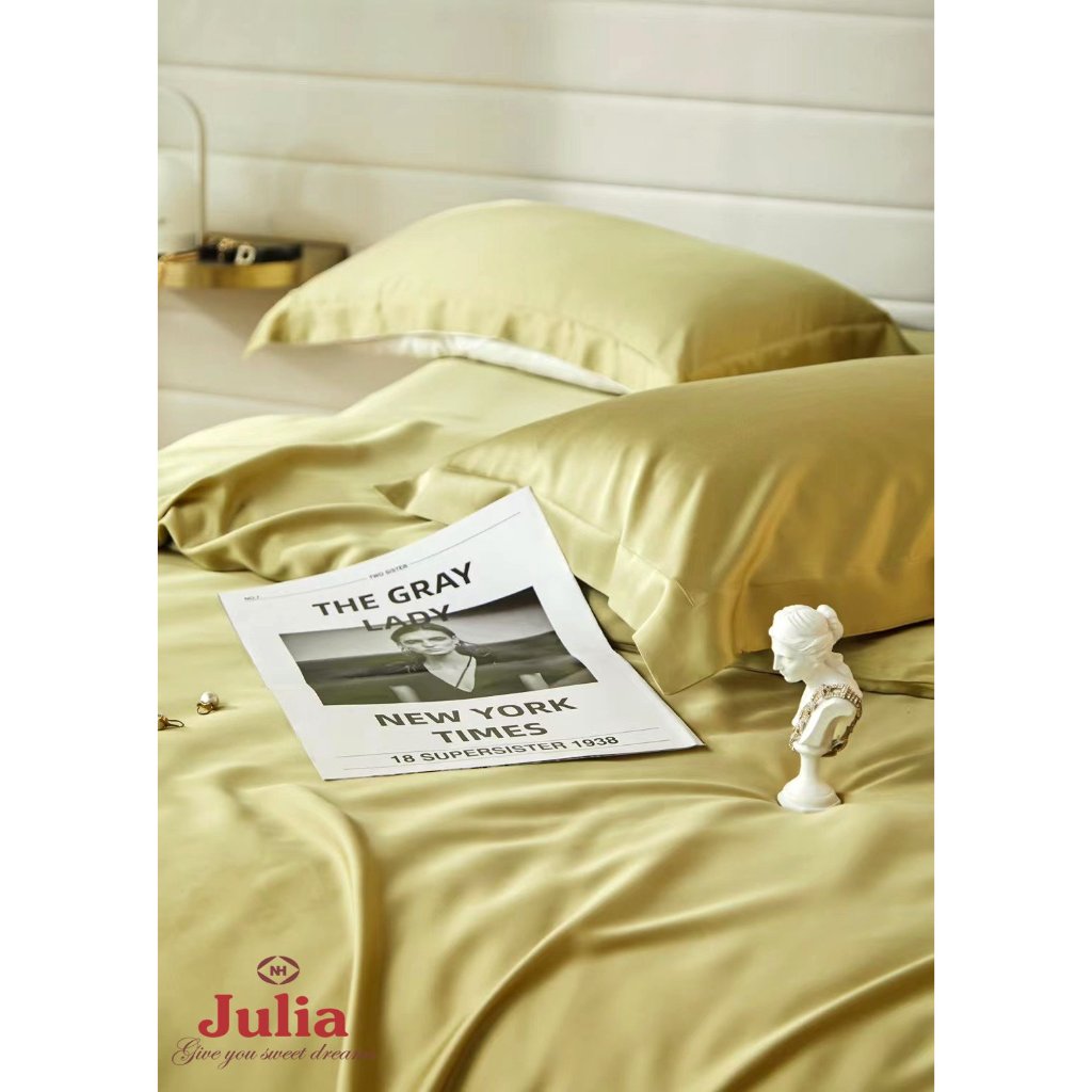 Bộ chăn ga gối ra giường lụa tencel siêu mềm mịn Hàn Quốc Julia 805