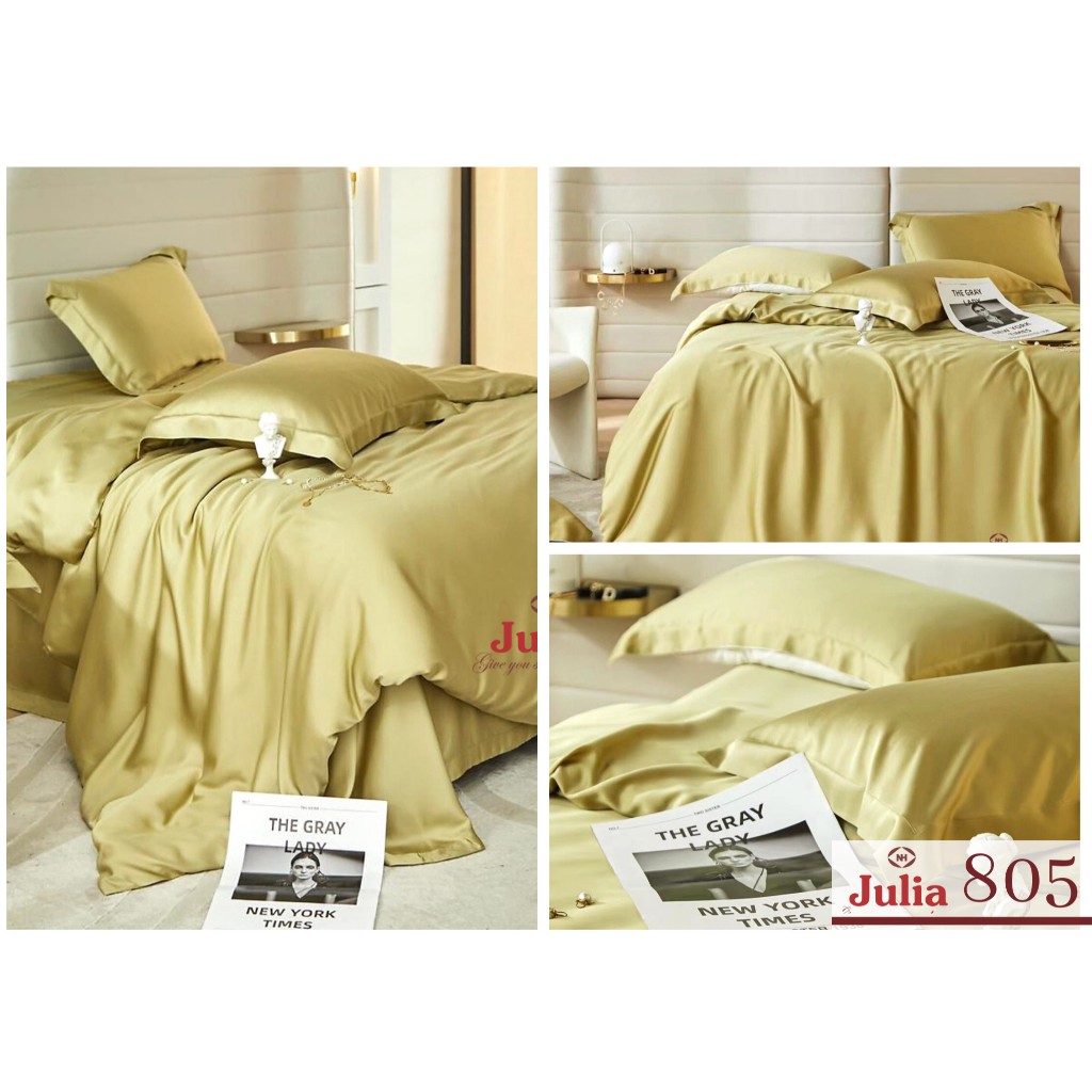 Bộ chăn ga gối ra giường lụa tencel siêu mềm mịn Hàn Quốc Julia 805