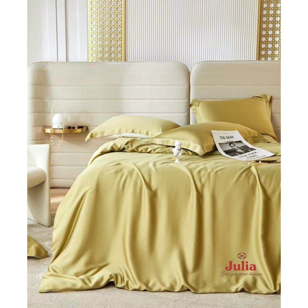 Bộ chăn ga gối ra giường lụa tencel siêu mềm mịn Hàn Quốc Julia 805