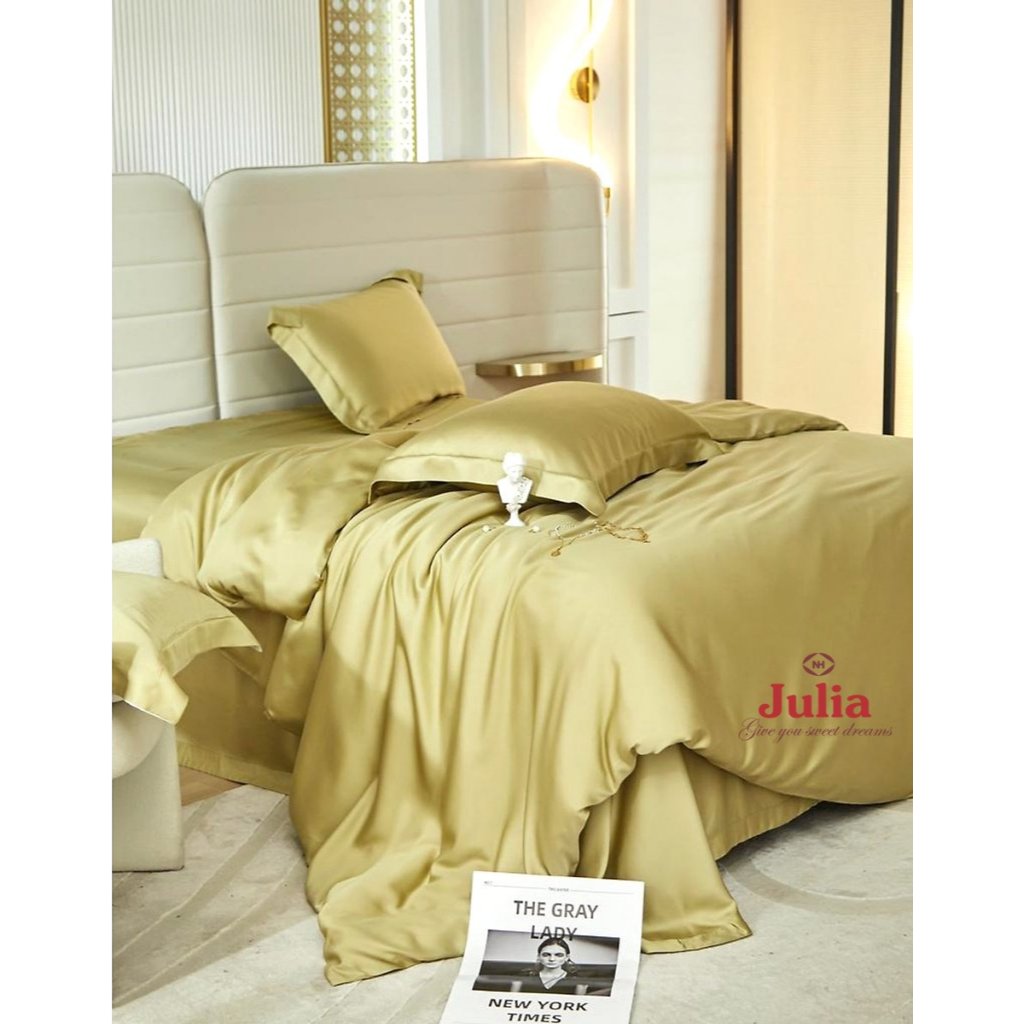 Bộ chăn ga gối ra giường lụa tencel siêu mềm mịn Hàn Quốc Julia 805