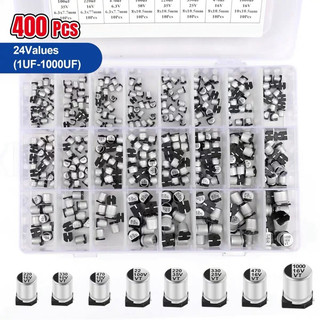 bộ 24 loại tụ nhôm chuyên sửa đồng hồ mặt khiển lạnh ecu đời cao ( hộp 400 con)