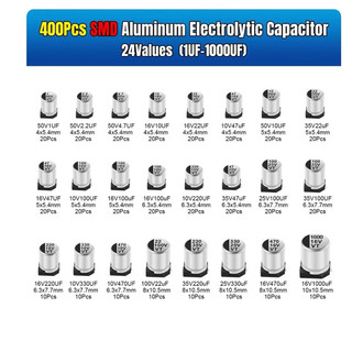 bộ 24 loại tụ nhôm chuyên sửa đồng hồ mặt khiển lạnh ecu đời cao ( hộp 400 con)