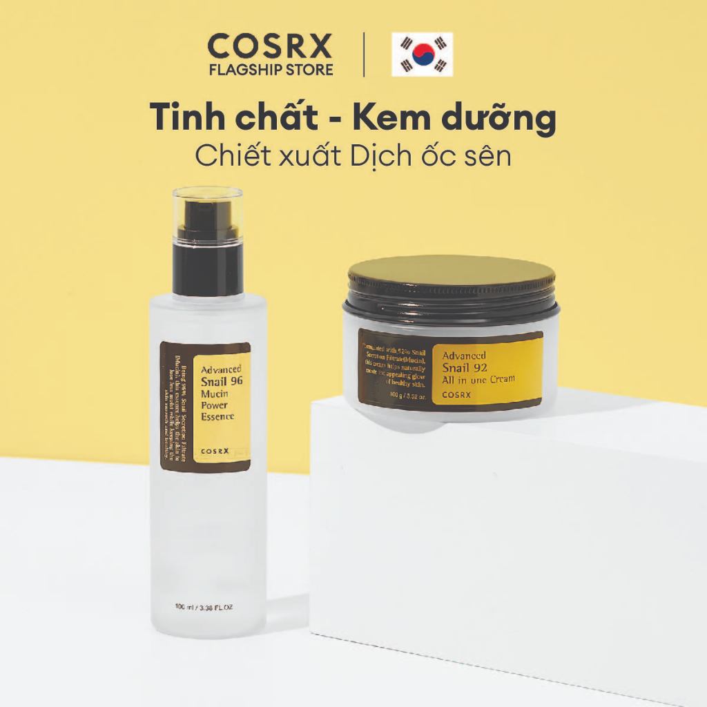 Ảnh COSRX Combo Tinh Chất Dưỡng Ẩm, Tái Tạo Và Phục Hồi Da (96% Ốc Sên) + Kem Dưỡng Ẩm Tái Tạo và Phục Hồi Da (92% Ốc Sên) 1