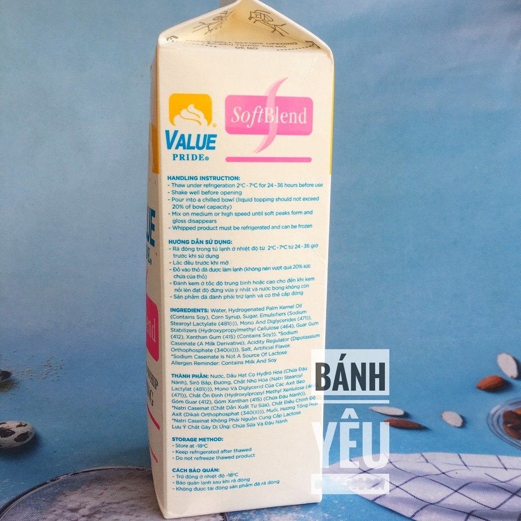 [Chỉ giao Tp.HCM] Kem Topping Rich's Value Pride SoftBlend 1kg - DL12