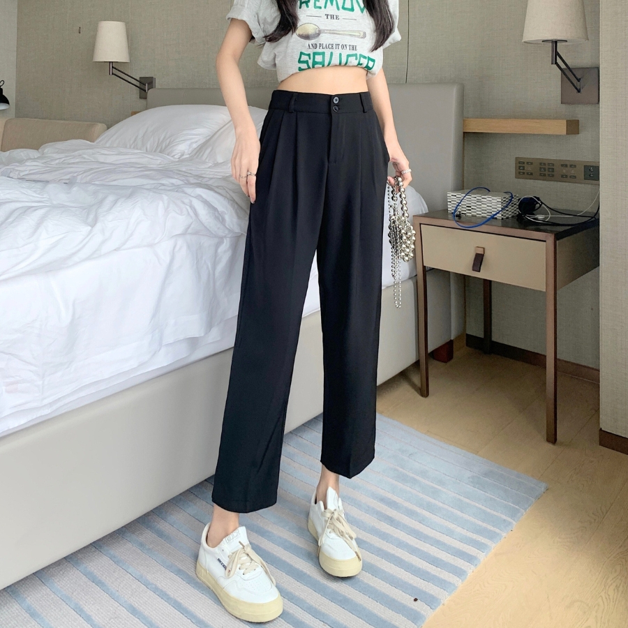 Quần baggy bigsize nữ xếp ly phần lưng eo chun co giãn khóa kéo có khuy big size 58kg-95kg Q17