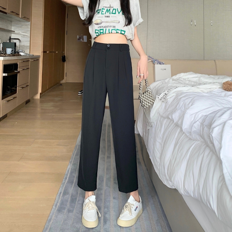 Quần baggy bigsize nữ xếp ly phần lưng eo chun co giãn khóa kéo có khuy big size 58kg-95kg Q17
