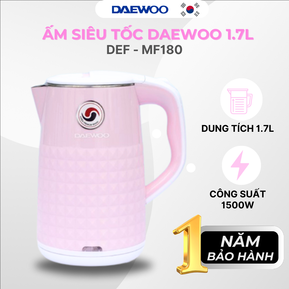 Ảnh Ấm siêu tốc Daewoo DEK-MF180 dung tích 1.7L, inox 304 công suất lớn 1500w nhanh sôi, bảo hành 12 tháng 1