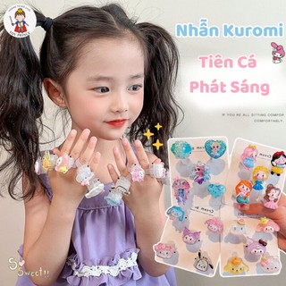 Set Nhẫn Sanrio Phát Sáng Kuromi / Tiên Cá / Elsa Bộ 5 Nhẫn Phụ Kiện Trang Sức Xinh Xắn Dễ ThươngTrang Trí Cho Bé Gái