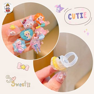 Set Nhẫn Sanrio Phát Sáng Kuromi / Tiên Cá / Elsa Bộ 5 Nhẫn Phụ Kiện Trang Sức Xinh Xắn Dễ ThươngTrang Trí Cho Bé Gái