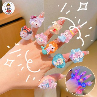 Set Nhẫn Sanrio Phát Sáng Kuromi / Tiên Cá / Elsa Bộ 5 Nhẫn Phụ Kiện Trang Sức Xinh Xắn Dễ ThươngTrang Trí Cho Bé Gái