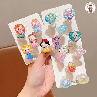 Set Nhẫn Sanrio Phát Sáng Kuromi / Tiên Cá / Elsa Bộ 5 Nhẫn Phụ Kiện Trang Sức Xinh Xắn Dễ ThươngTrang Trí Cho Bé Gái