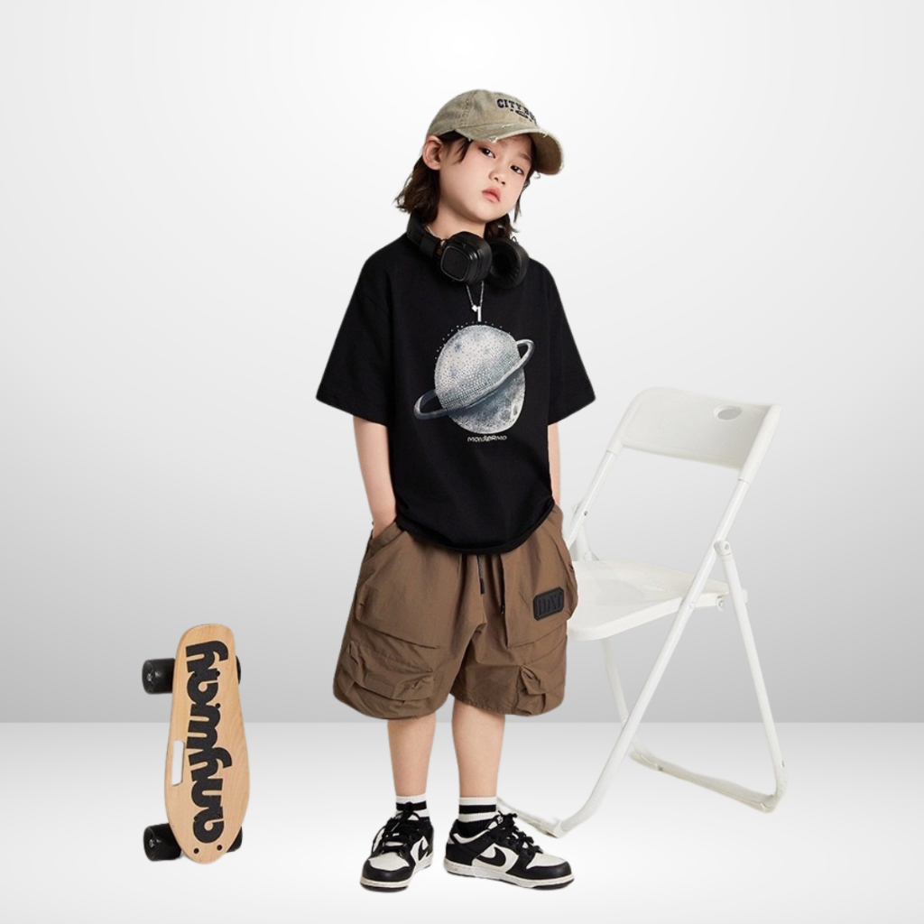 Áo Thun Ngắn Tay Mùa Hè Cho Bé Trai, Bé Gái In Hình Năng Động, Cổ Tròn B542 | JJ Kids Fashion