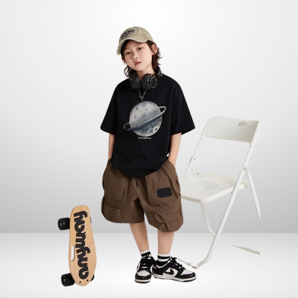 Áo Thun Ngắn Tay Mùa Hè Cho Bé Trai, Bé Gái In Hình Năng Động, Cổ Tròn B542 | JJ Kids Fashion