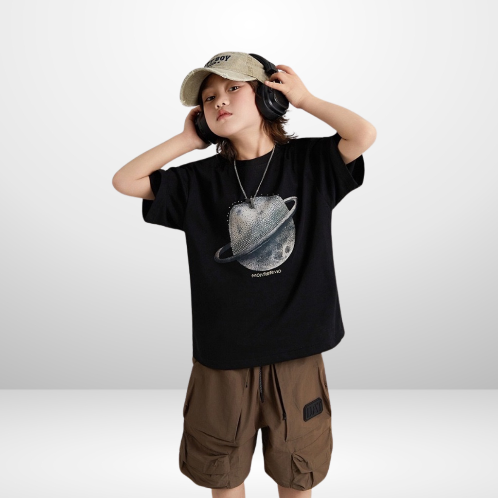 Áo Thun Ngắn Tay Mùa Hè Cho Bé Trai, Bé Gái In Hình Năng Động, Cổ Tròn B542 | JJ Kids Fashion