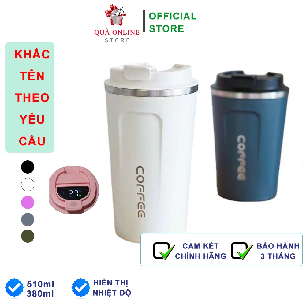Ly giữ nhiệt Coffee Holic 510 ml hiển thị nhiệt độ khắc tên theo yêu cầu | Cốc giữ nhiệt Chính hãng