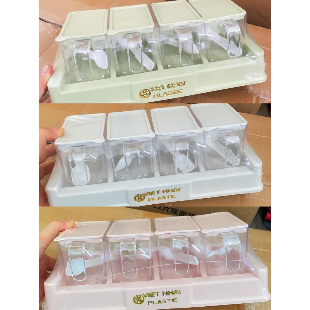 Bộ 4 Lọ Đựng Gia Vị Chính Hãng VIỆT NHẬT (Mã 2939)