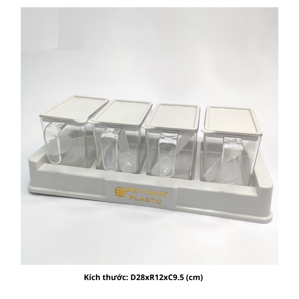 Bộ 4 Lọ Đựng Gia Vị Nhà Bếp Chính Hãng VIỆT NHẬT (Mã 2939)