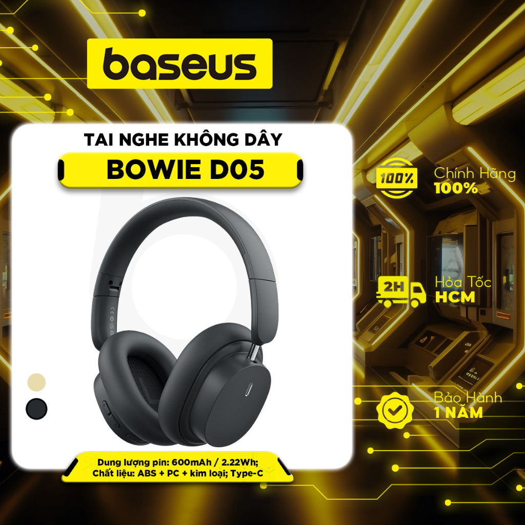 Ảnh Tai nghe Bluetooth chụp tai Baseus Bowie D05 không dây Bluetooth 5.3 chống ồn ANC 70h 1
