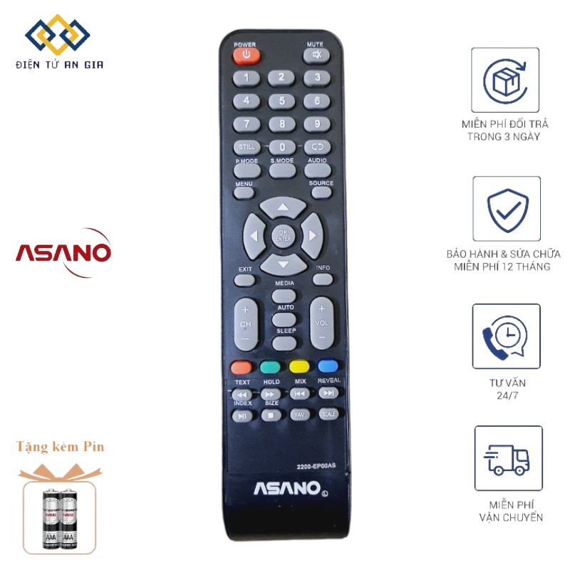 Remote Điều khiển TV Asano-1 Hàng mới chính hãng 100% tặng kèm Pin BH 6 ...