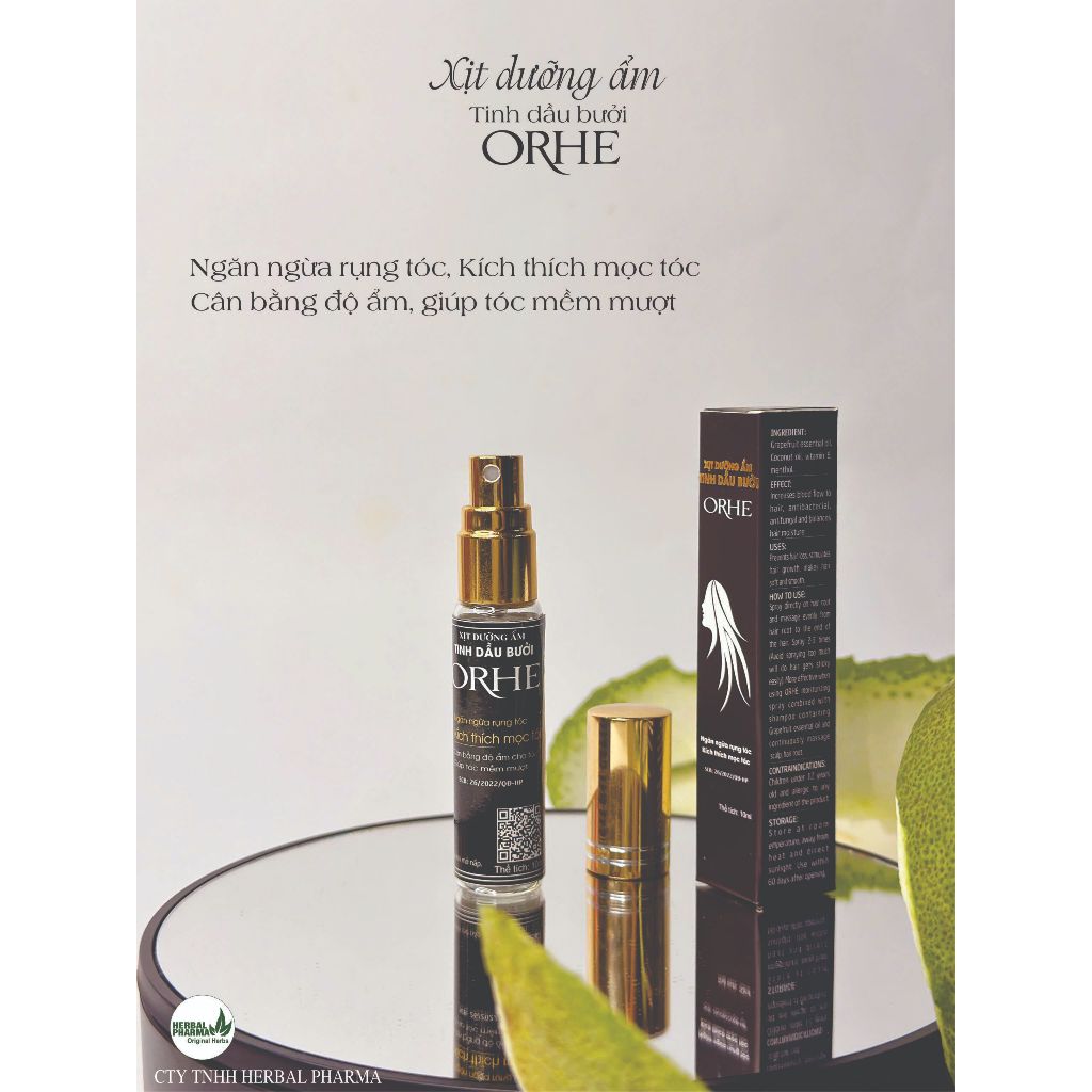 Xịt Bưởi ORHE (tinh dầu Bưởi, dầu dừa, vitamin E) 10ml