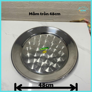 [Kho sỉ] Mâm tròn inox, mâm inox tròn sâu 304 đủ loại 48cm, 52cm - Hùng home