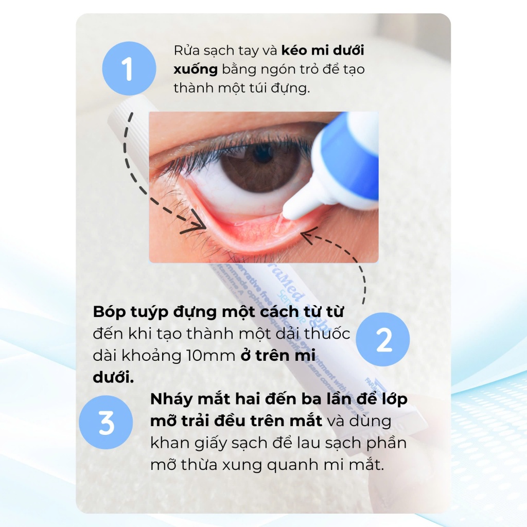 Mỡ tra mắt Vitamin A giúp khóa ẩm & tăng cường thị lực HydraMed Night Sensitive 5g