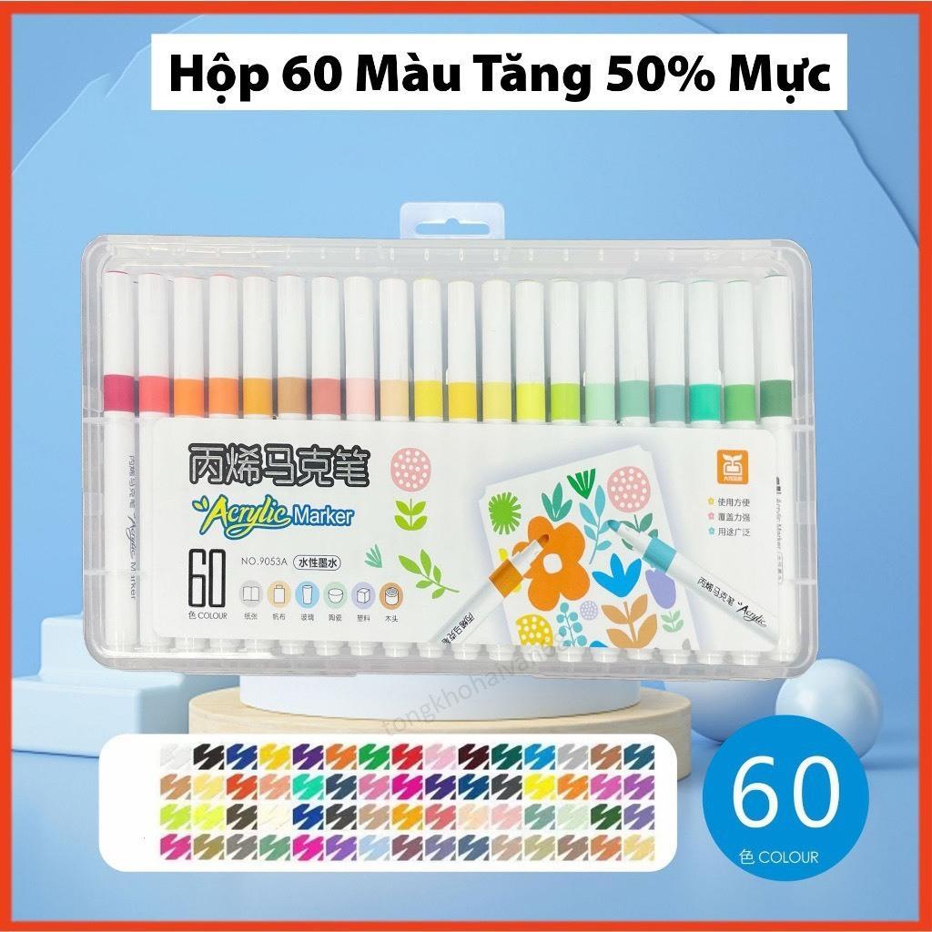 [Màu đẹp] Bút Màu Acrylic Marker 12/24/36/48/60 Màu Cao Cấp Màu Sắc Tươi Sáng