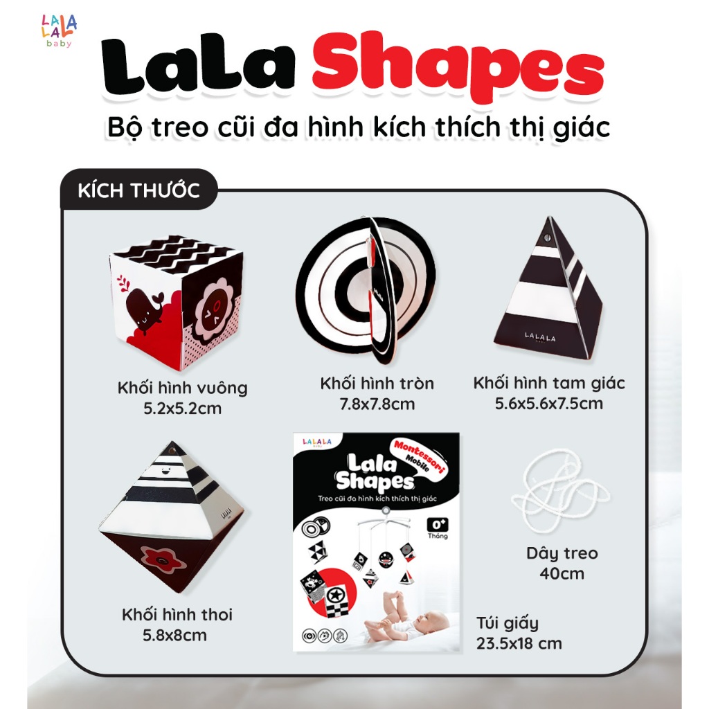 Đồ chơi treo nôi Lala Shapes Lalala baby đồ chơi treo cũi kích thích thị giác 5D cho bé