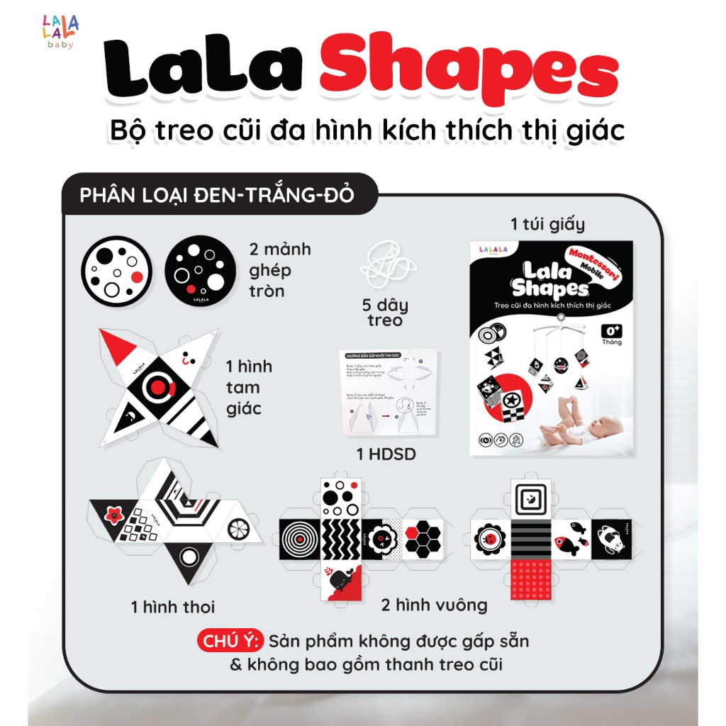 Đồ chơi treo nôi Lala Shapes Lalala baby đồ chơi treo cũi kích thích thị giác 5D cho bé